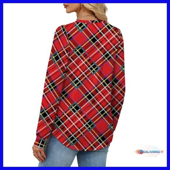 Women's Long Sleeve Tunic Blouse Polyester Spandex Loose Fit Casual - Picture 6 of 8